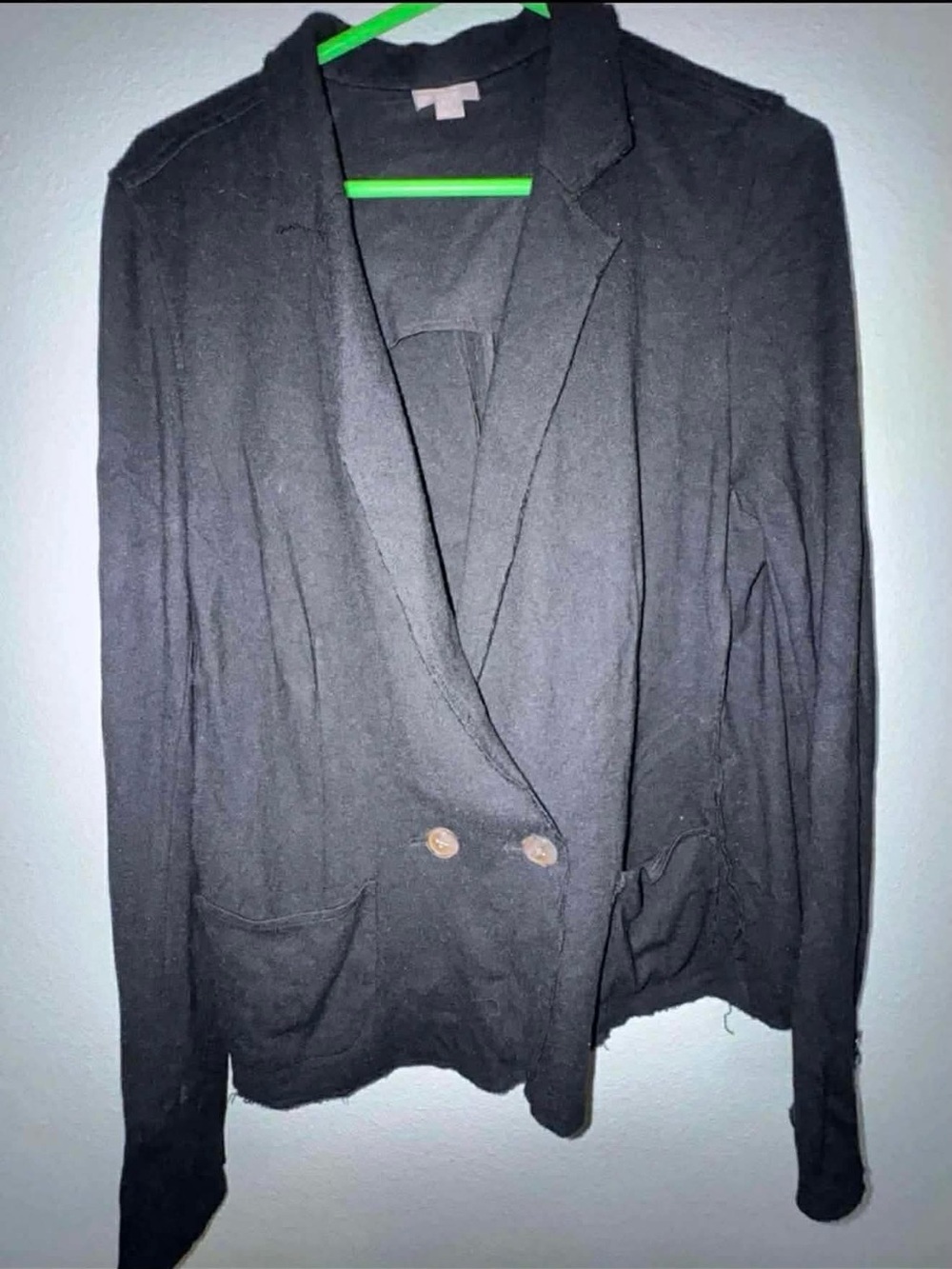 J. Jill Black Double-Breasted Knit Blazer